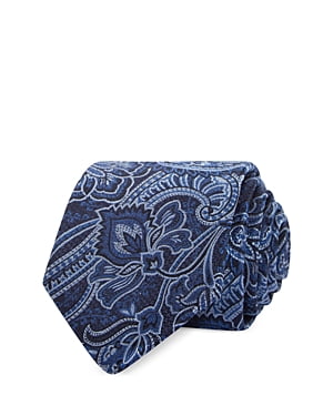 Gravata clássica de seda Paisley grande da loja masculina Bloomingdale's, tamanho 8