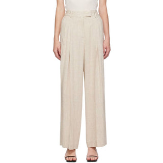 Calça larga plissada Cymbaria da Malene Birger Bege