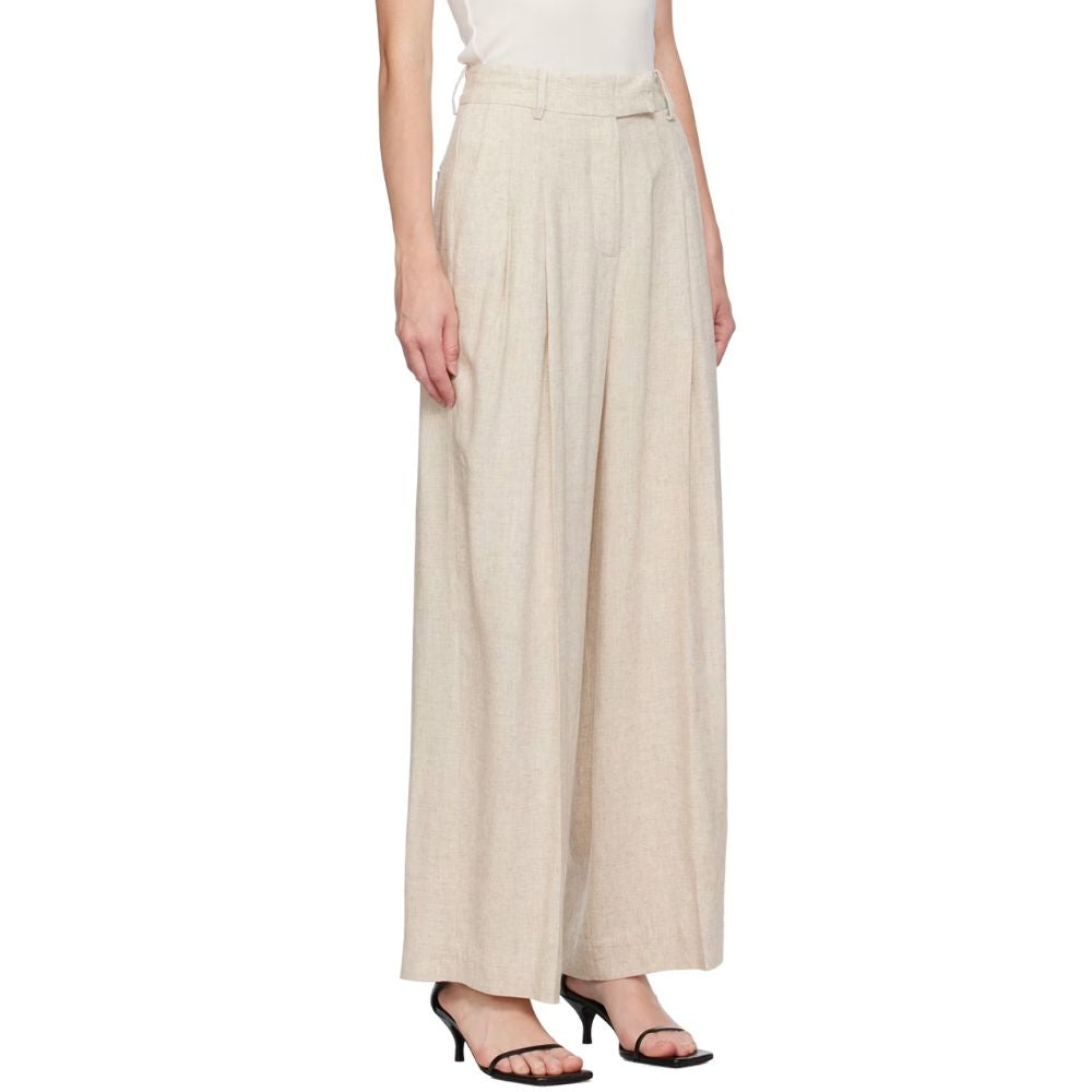 Calça larga plissada Cymbaria da Malene Birger Bege