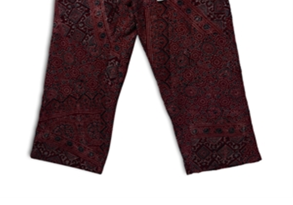 Calça Karu Research Vintage Kantha Cotton Regular Fit com Cordão Azul Tamanho 32 REG