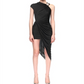 Vestido assimétrico franzido David Koma preto