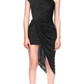 Vestido assimétrico franzido David Koma preto