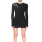 David Koma Mini Vestido Preto com Detalhe em Malha e Canelado