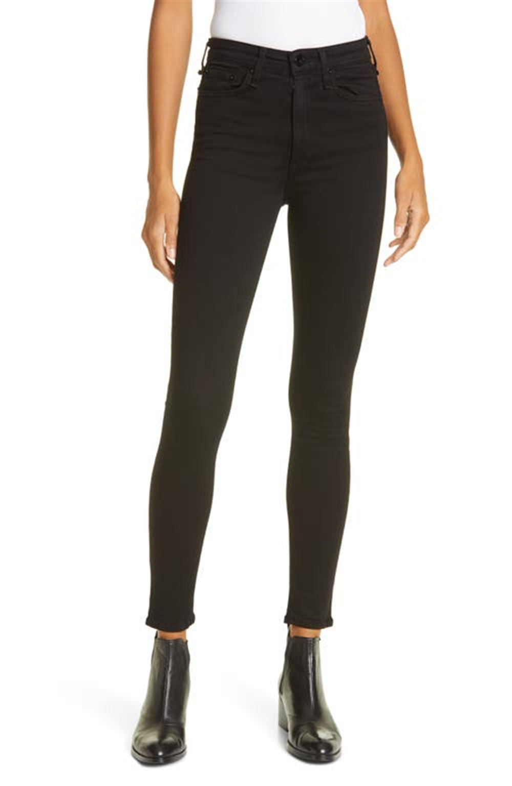 Calça Jeans Skinny Rag &amp; Bone Nina Cintura Alta Preta Tamanho 32