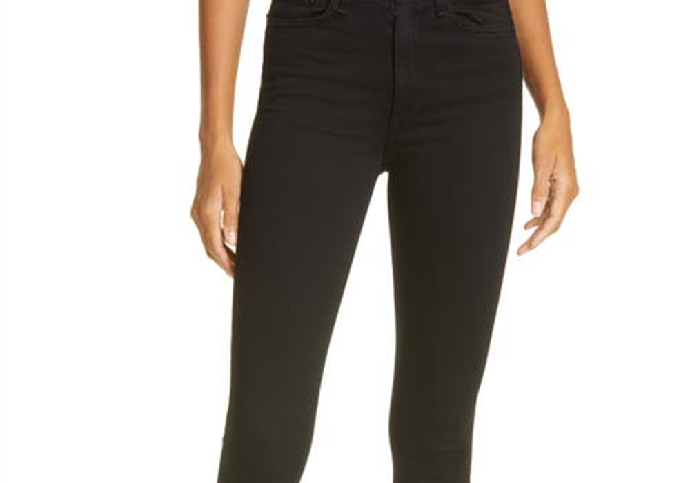 Calça Jeans Skinny Rag &amp; Bone Nina Cintura Alta Preta Tamanho 32