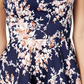Vestido estampado B Darlin Junior com decote simulado e acabamento em crochê, tamanho azul-marinho, tamanho 13/14