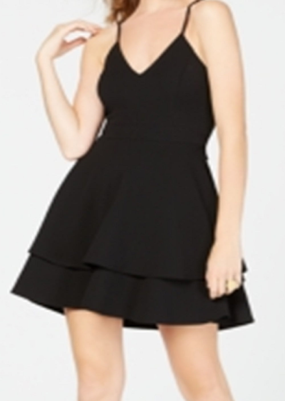 Vestido B Darlin Junior com costas rendadas e ajuste evasê, preto, tamanho 5-6