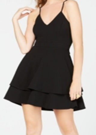 Vestido B Darlin Junior com costas rendadas e ajuste evasê, preto, tamanho 5-6