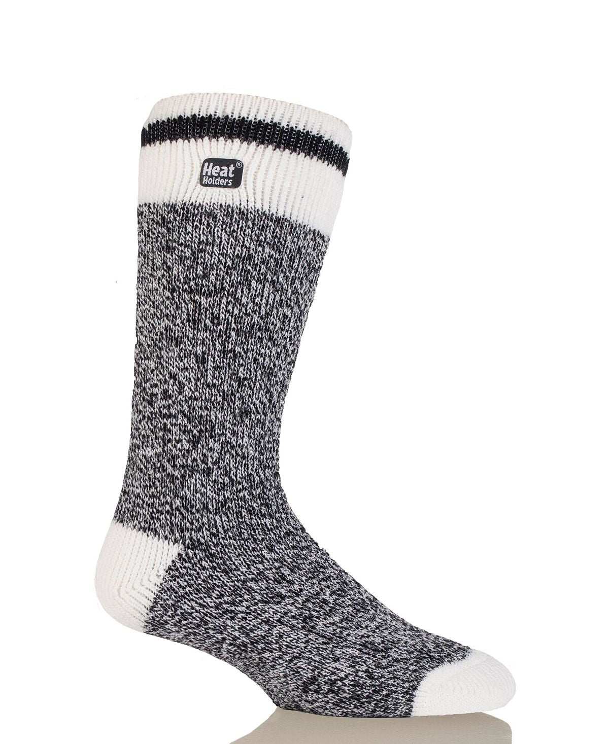 Meias térmicas masculinas Heat Holders Block Twist, brancas, tamanho 7-12
