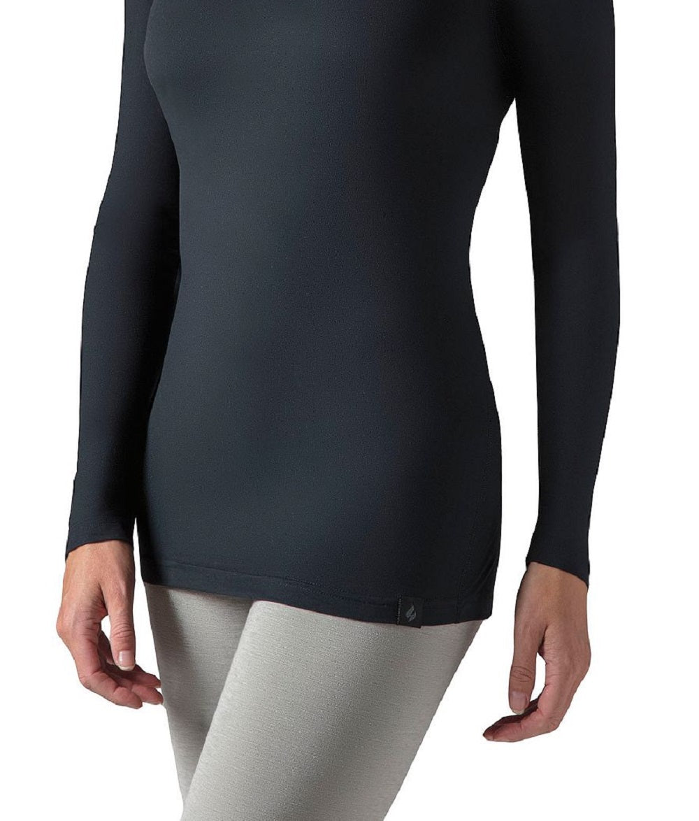Heat Holders Tops de camada de base X Warm para mulheres, preto, tamanho pequeno