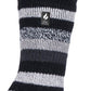 Meias femininas Heat Holders Petúnia Stripe Crew Slipper pretas tamanho 5-9