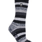 Meias femininas Heat Holders Petúnia Stripe Crew Slipper pretas tamanho 5-9