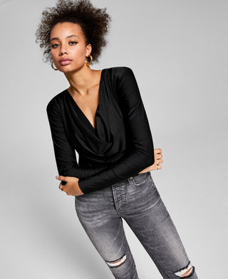 E agora este body feminino de malha com gola alta e justo, preto, tamanho pequeno