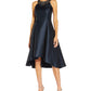 Vestido feminino Adrianna Papell com strass, comprimento alto e baixo, azul, tamanho 16