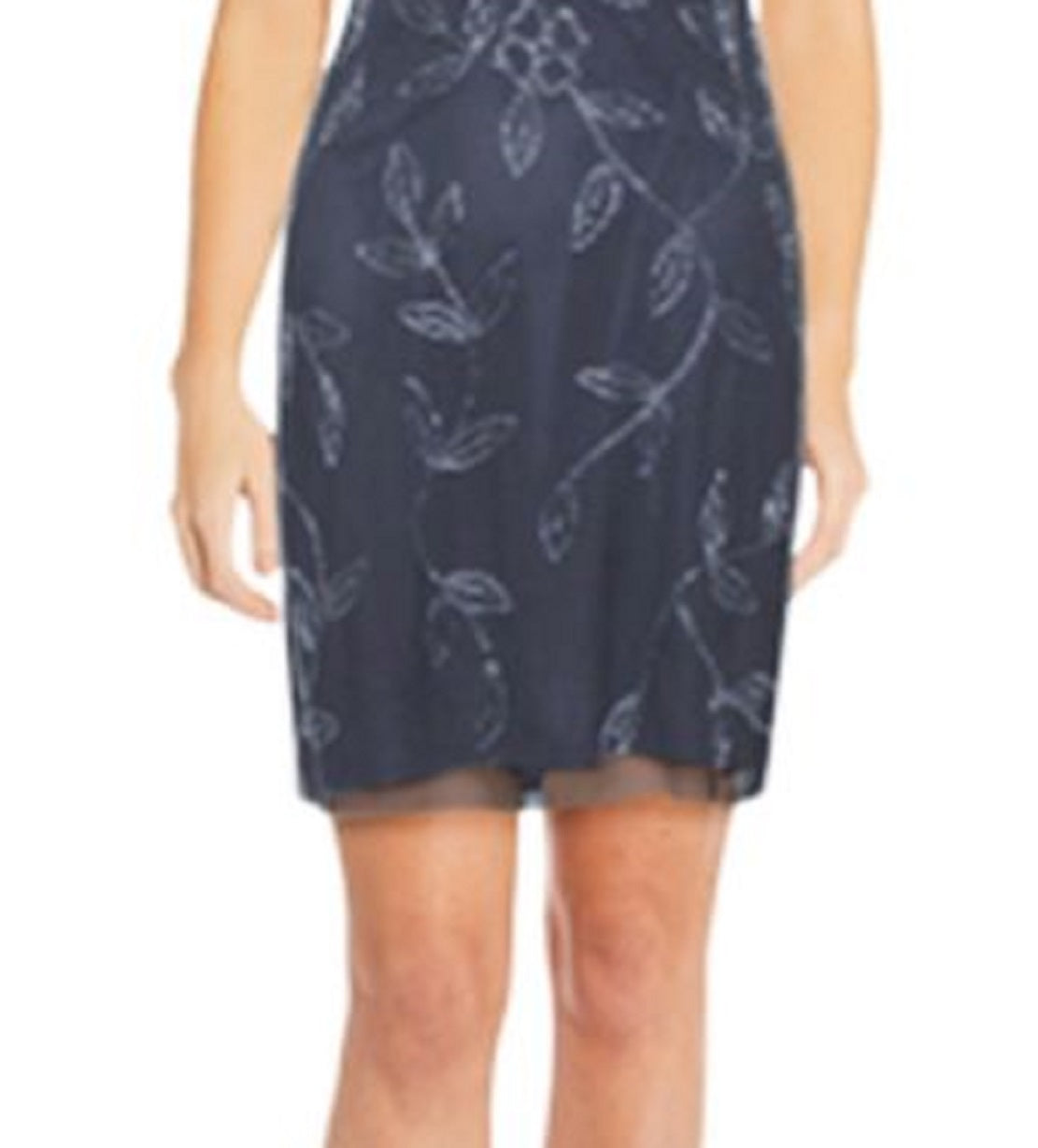 Vestido feminino com decote canoa e detalhes embelezados, azul, tamanho 4, da Papell Studio