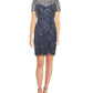 Vestido feminino com decote canoa e detalhes em azul, tamanho 10, da Papell Studio