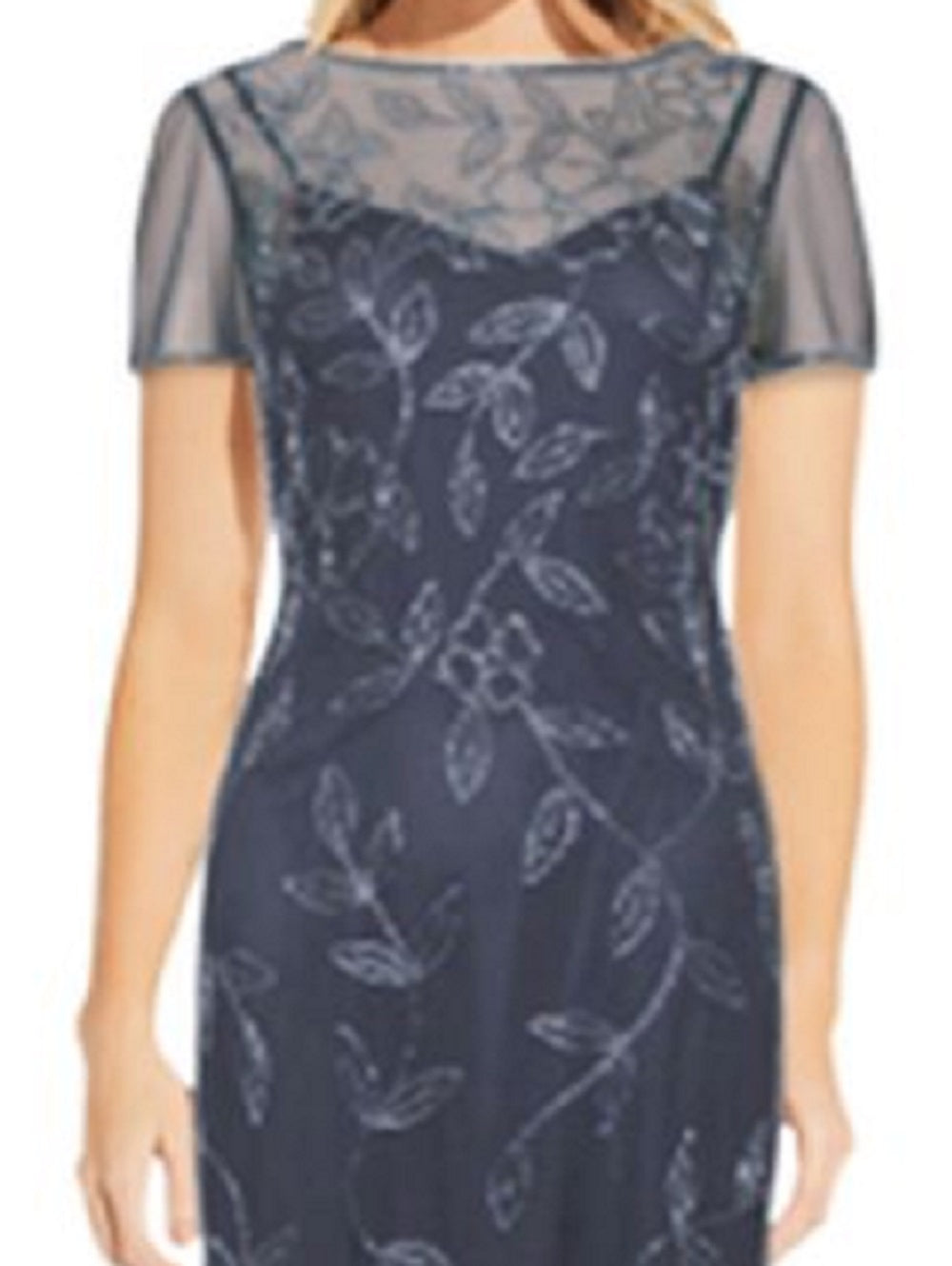 Vestido feminino com decote canoa e detalhes em azul, tamanho 10, da Papell Studio