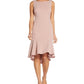 Vestido feminino Adrianna Papell de malha metálica com decote nas costas e ajuste evasê, rosa, tamanho 6