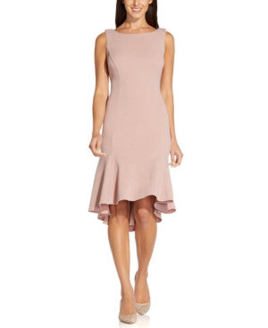 Adrianna Papell Women's Metallic Knit Cowl Back Fit & Flare Dress Pink Size 6