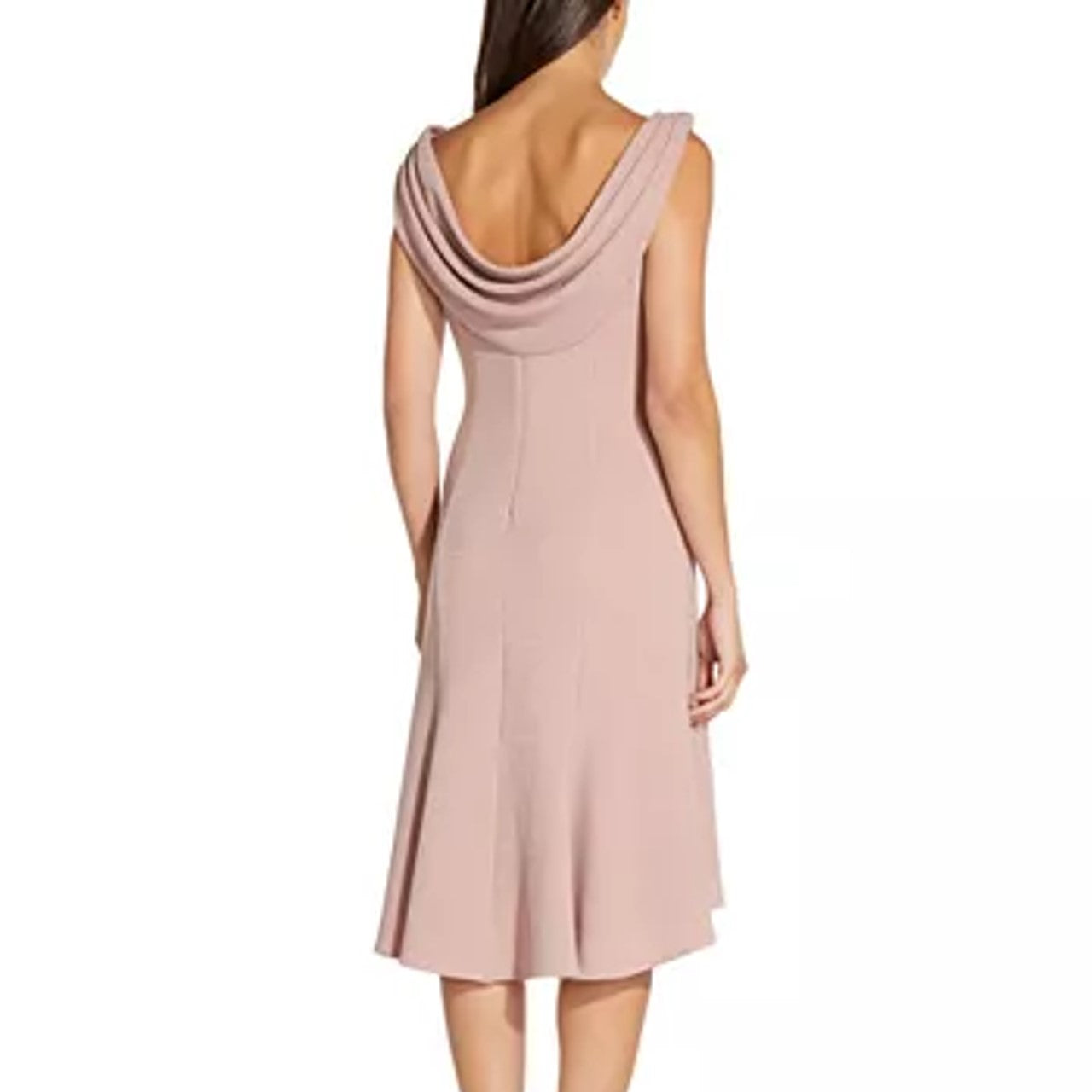 Vestido feminino Adrianna Papell de malha metálica com decote nas costas e ajuste evasê, rosa, tamanho 6
