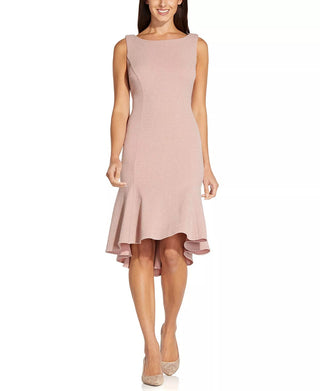 Adrianna Papell Women's Cowl Back Metallic Sheath Dress Pink Size 12