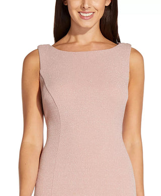 Adrianna Papell Women's Cowl Back Metallic Sheath Dress Pink Size 12