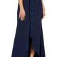 Vestido sereia de crepe com sobreposição de chiffon feminino Adrianna Papell, azul, tamanho 2