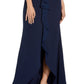 Vestido sereia de crepe com sobreposição de chiffon feminino Adrianna Papell, azul, tamanho 4
