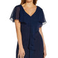Vestido sereia de crepe com sobreposição de chiffon feminino Adrianna Papell, azul, tamanho 6