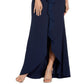 Vestido sereia de crepe com sobreposição de chiffon feminino Adrianna Papell, azul, tamanho 6