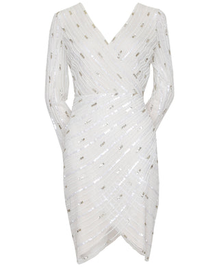 Adrianna Papell Women's Embellished Surplice Sheath Dress White Size 4