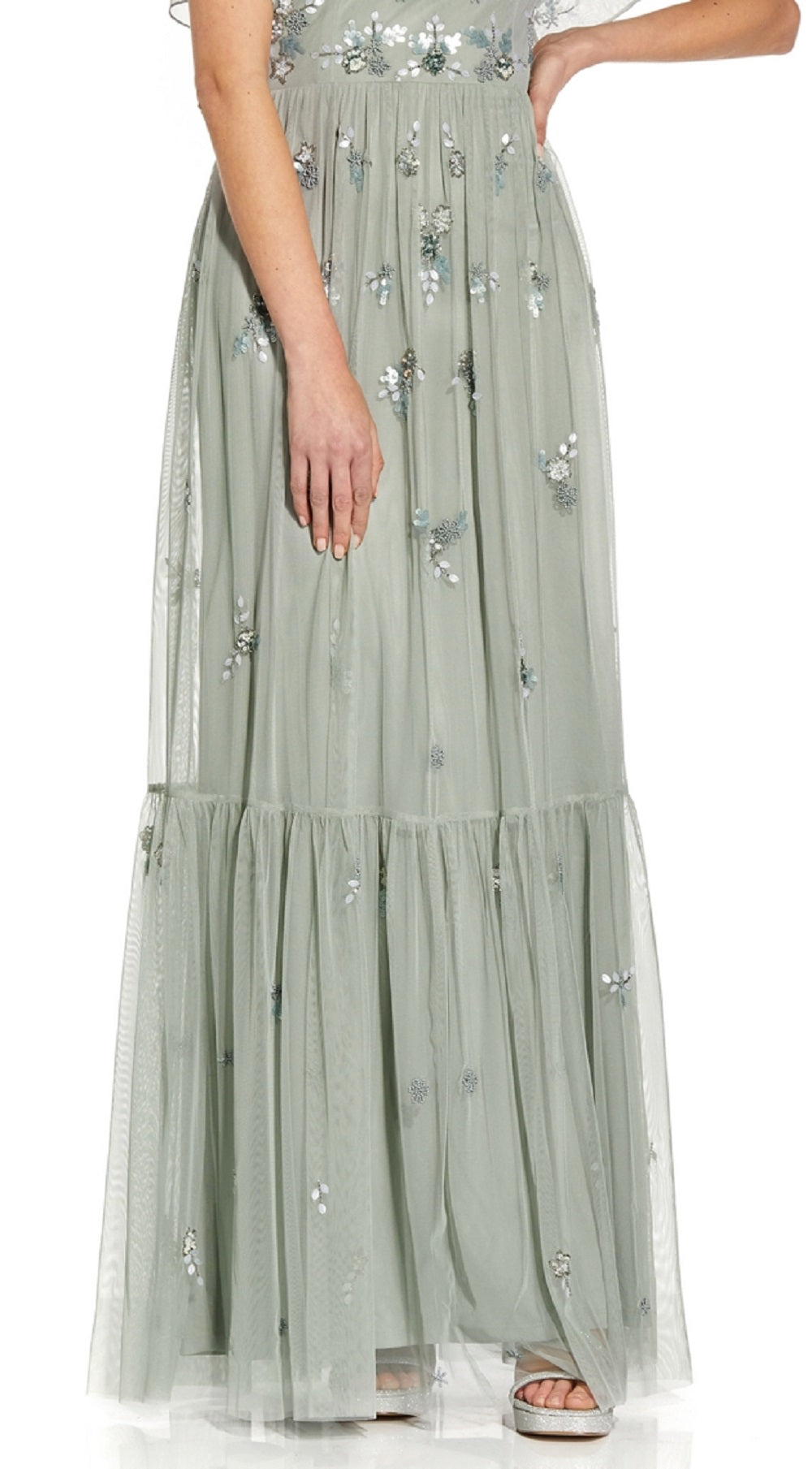 Vestido feminino de malha com contas estilo boho Adrianna Papell, azul, tamanho 4
