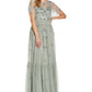 Vestido feminino de malha com contas estilo boho Adrianna Papell, azul, tamanho 4