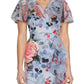 Vestido midi feminino Adrianna Papell com babados e estampa floral, azul, tamanho 8