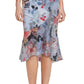 Vestido midi feminino Adrianna Papell com babados e estampa floral, azul, tamanho 8