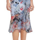 Vestido midi feminino Adrianna Papell com babados e estampa floral, azul, tamanho 12
