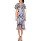 Vestido midi feminino Adrianna Papell com babados e estampa floral, azul, tamanho 12