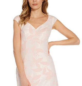 Adrianna Papell Women's Metallic Floral Sheath Dress Pink Size 6