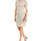 Vestido feminino Adrianna Papell com manga cotovelo e lantejoulas, bege, tamanho 0