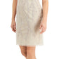 Vestido feminino Adrianna Papell com manga cotovelo e lantejoulas, bege, tamanho 0