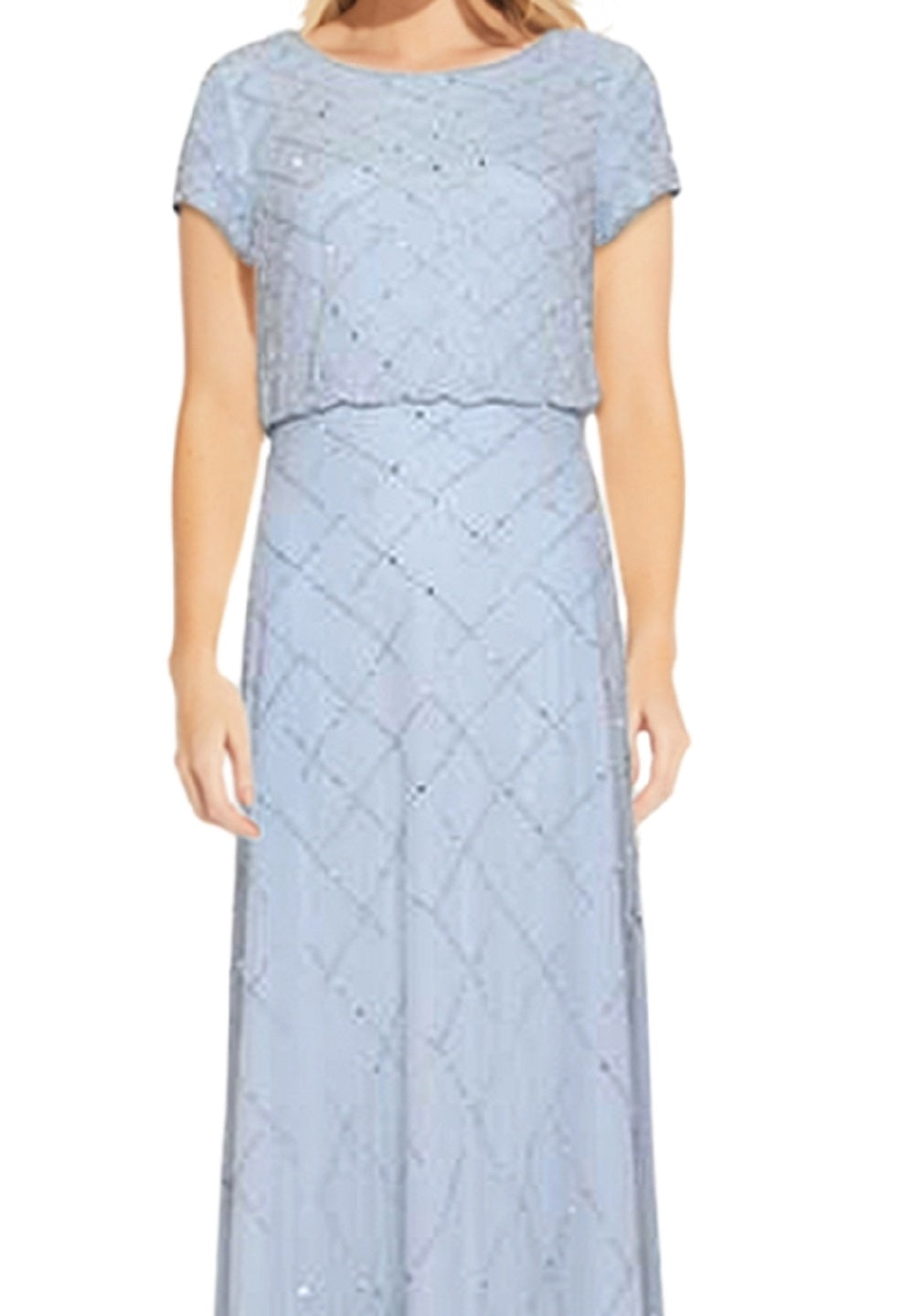 Vestido Blusão Feminino Adrianna Papell Azul com Contas Tamanho 2