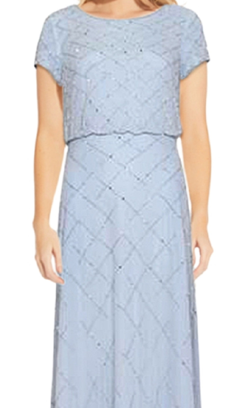 Vestido Blusão Feminino Adrianna Papell Azul com Contas Tamanho 4