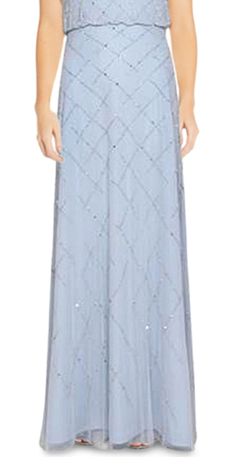 Vestido Blusão Feminino Adrianna Papell Azul com Contas Tamanho 4