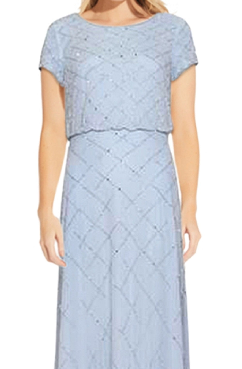 Vestido Blusão Feminino Adrianna Papell Azul com Contas Tamanho 12