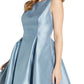 Vestido feminino Adrianna Papell com decote canoa evasê, azul, tamanho 8