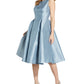 Vestido feminino Adrianna Papell com decote canoa evasê, azul, tamanho 8