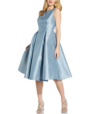 Adrianna Papell Women's Boat Neck A Line Dress Blue Size 8