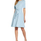 Vestido feminino Adrianna Papell com manga curta e amarração frontal, azul, tamanho 6