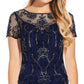Vestido de festa feminino Adrianna Papell azul com contas, tamanho 8