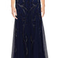 Vestido de festa feminino Adrianna Papell azul com contas, tamanho 8